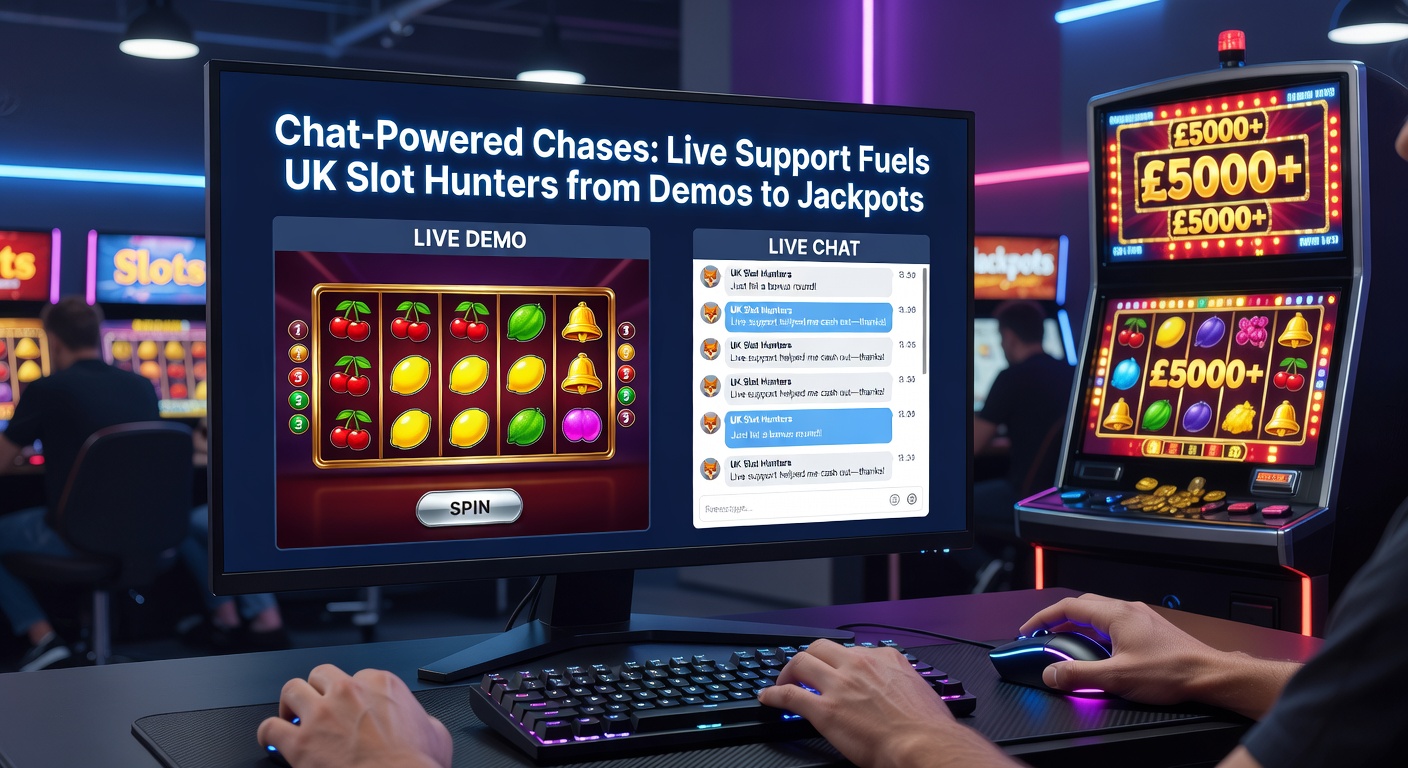 Close-up of a live chat interface on a UK casino site, with agent advising on jackpot eligibility amid demo reels