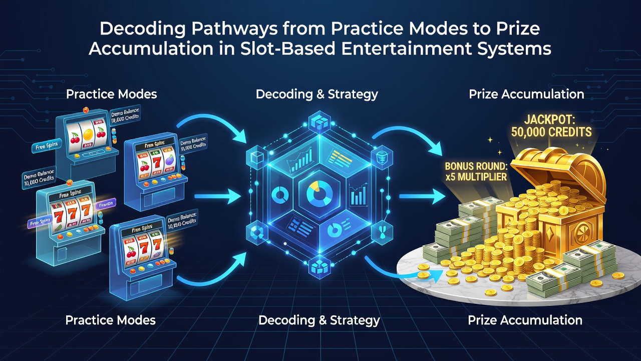 Flow diagram illustrating data pathways from demo spins to real jackpot contributions