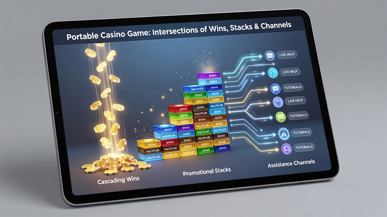 Mobile device screen displaying stacked bonus notifications alongside live chat and cascading reel animations