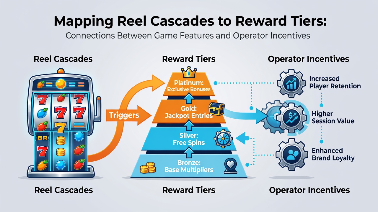 Diagram connecting cascade sequences to progressive reward tiers and operator incentive models