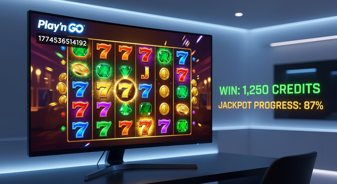 Close-up of a Play'n GO slot interface showing cascading symbols, glowing multipliers, and a progressive trail lighting up