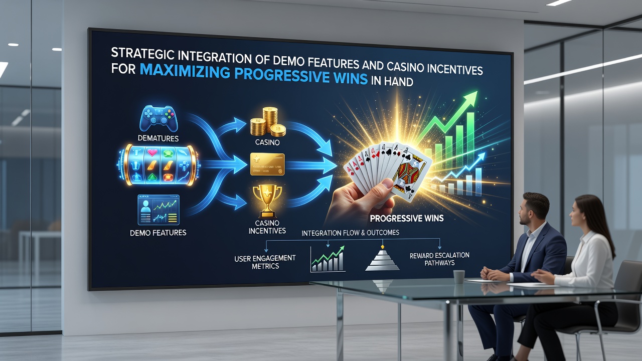 Handheld device displaying progressive jackpot meter next to active casino bonus indicators