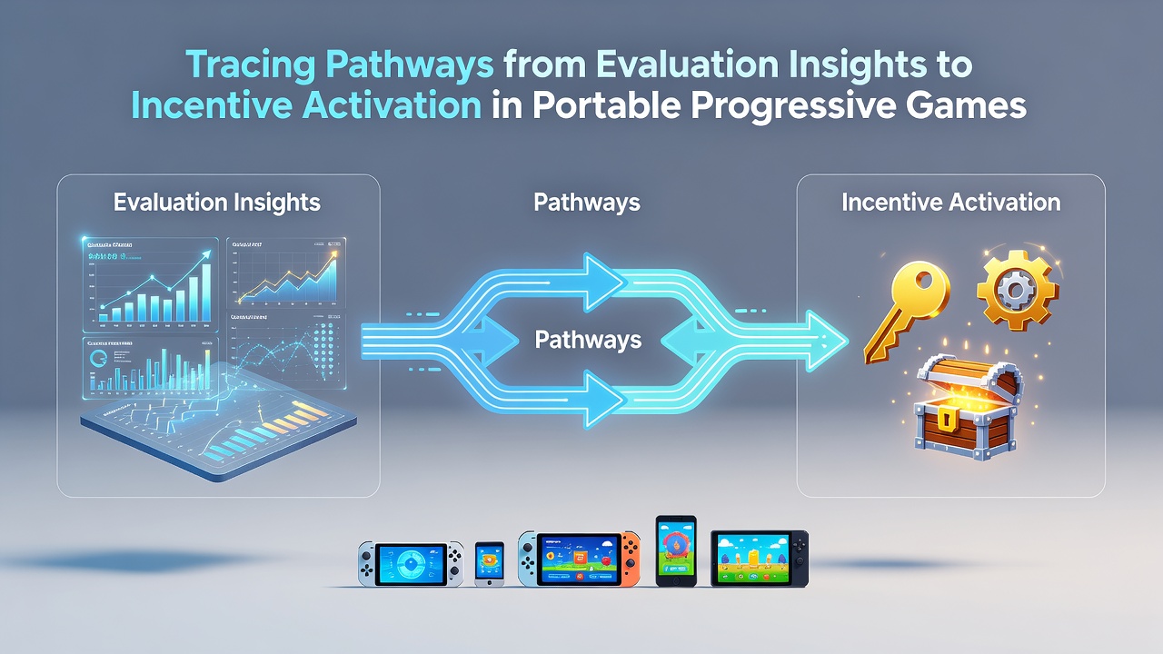 Illustration of assistance networks connecting evaluation data to player incentives in progressive mobile games